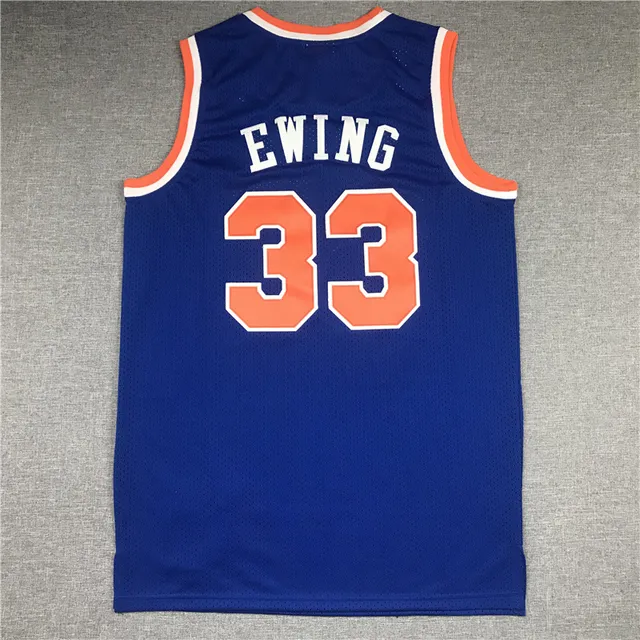 Mitchell & Ness Hardwood Classics 1991–92 Patrick Ewing New York Knicks jersey azul y naranja 3