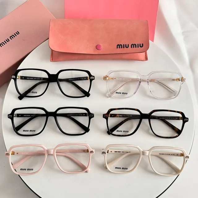 Miu Miu أسود بني إطار مستطيل أسيتات بناء نظارات بصرية 3