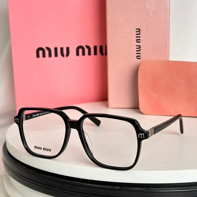 Miu Miu أسود بني إطار مستطيل أسيتات بناء نظارات بصرية 4