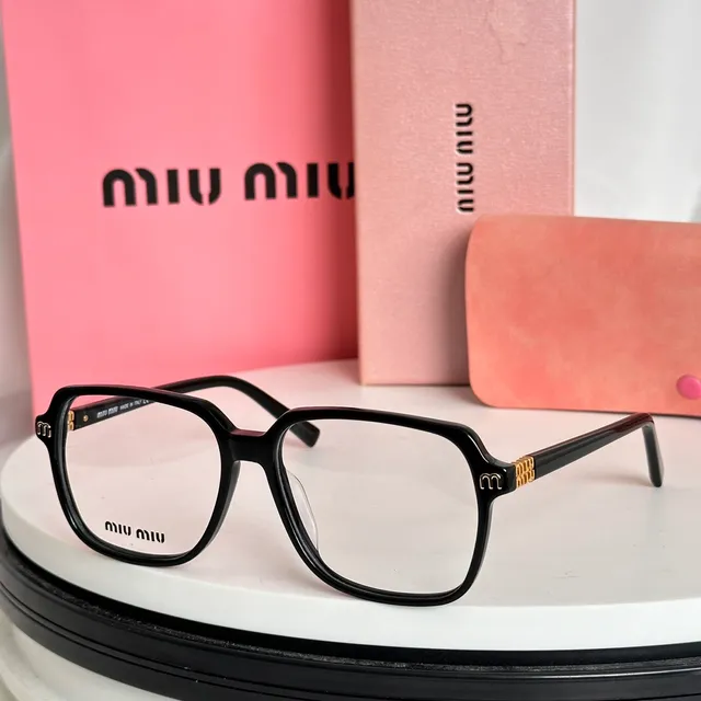 Miu Miu أسود بني إطار مستطيل أسيتات بناء نظارات بصرية 5