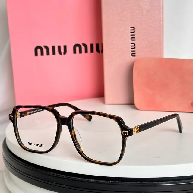 Miu Miu أسود بني إطار مستطيل أسيتات بناء نظارات بصرية 8