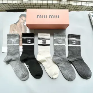 Miu Miu Logo Band Crew Socks