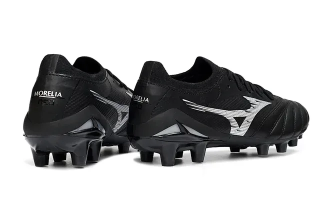 Mizuno Black Silver Quilted Leather Toe Synthetic Mesh Midfoot Firm-Ground Soccer Shoes 5