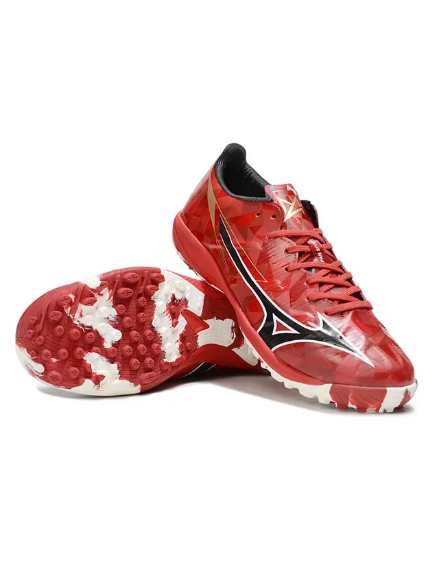 Mizuno Red White Geometric Upper Molded Turf Studs Artificial-Grass Soccer Shoes 2