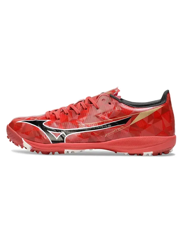 Mizuno Red White Geometric Upper Molded Turf Studs Artificial-Grass Soccer Shoes 3