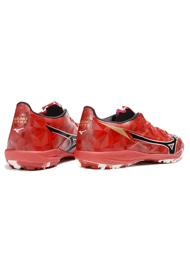 Mizuno Red White Geometric Upper Molded Turf Studs Artificial-Grass Soccer Shoes 4