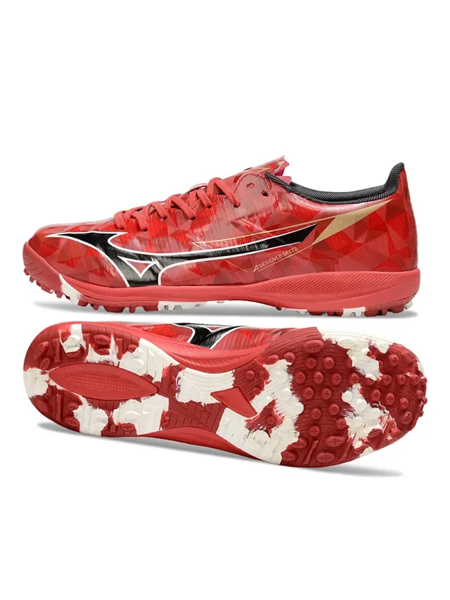 Mizuno Red White Geometric Upper Molded Turf Studs Artificial-Grass Soccer Shoes 5