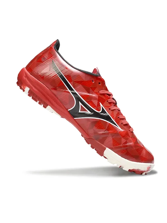 Mizuno Red White Geometric Upper Molded Turf Studs Artificial-Grass Soccer Shoes 6