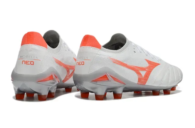Mizuno White Orange Low-Cut Synthetic Upper Stitched Panel Construction Firm-Ground Soccer Shoes 6