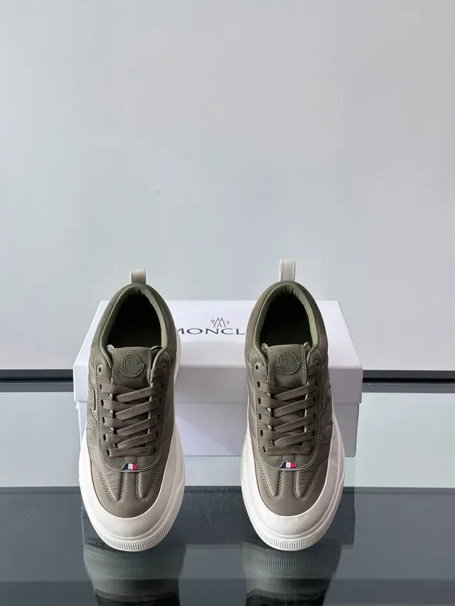 Moncler Army Green Beige लो टॉप प्लेटफॉर्म सोल स्नीकर 4