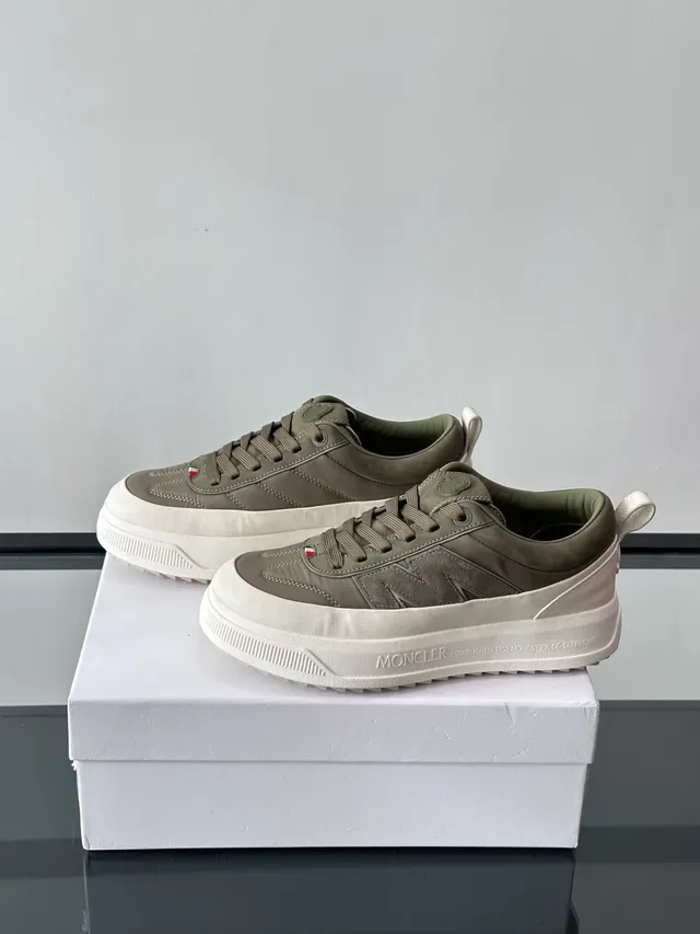 Moncler Army Green Beige लो टॉप प्लेटफॉर्म सोल स्नीकर 5