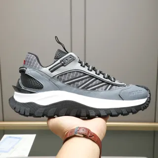Moncler Gray and Black Mesh Overlay Chunky Sneaker