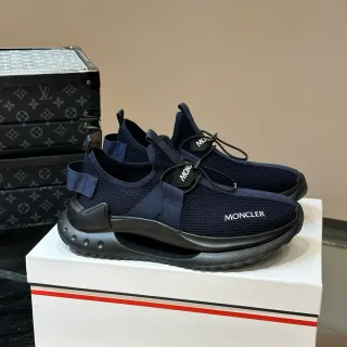 Moncler Navy Knit Laceless Slip-On Sneaker