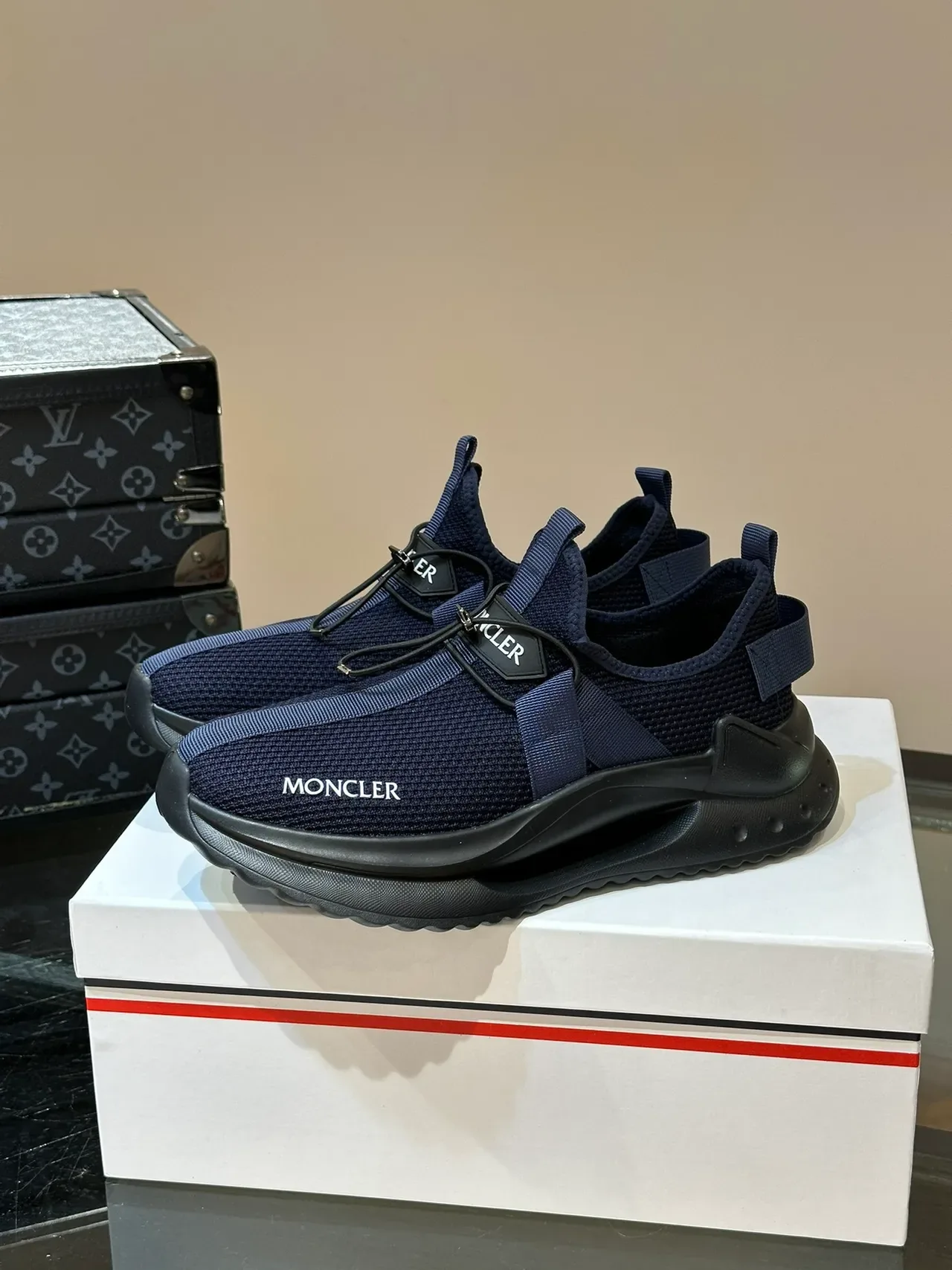 Moncler Sneaker Navy Tricot Sin Cordones Slip-On 5