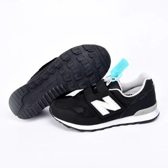 New Balance 574 Black White Gray Kids Lifestyle Sneakers 7