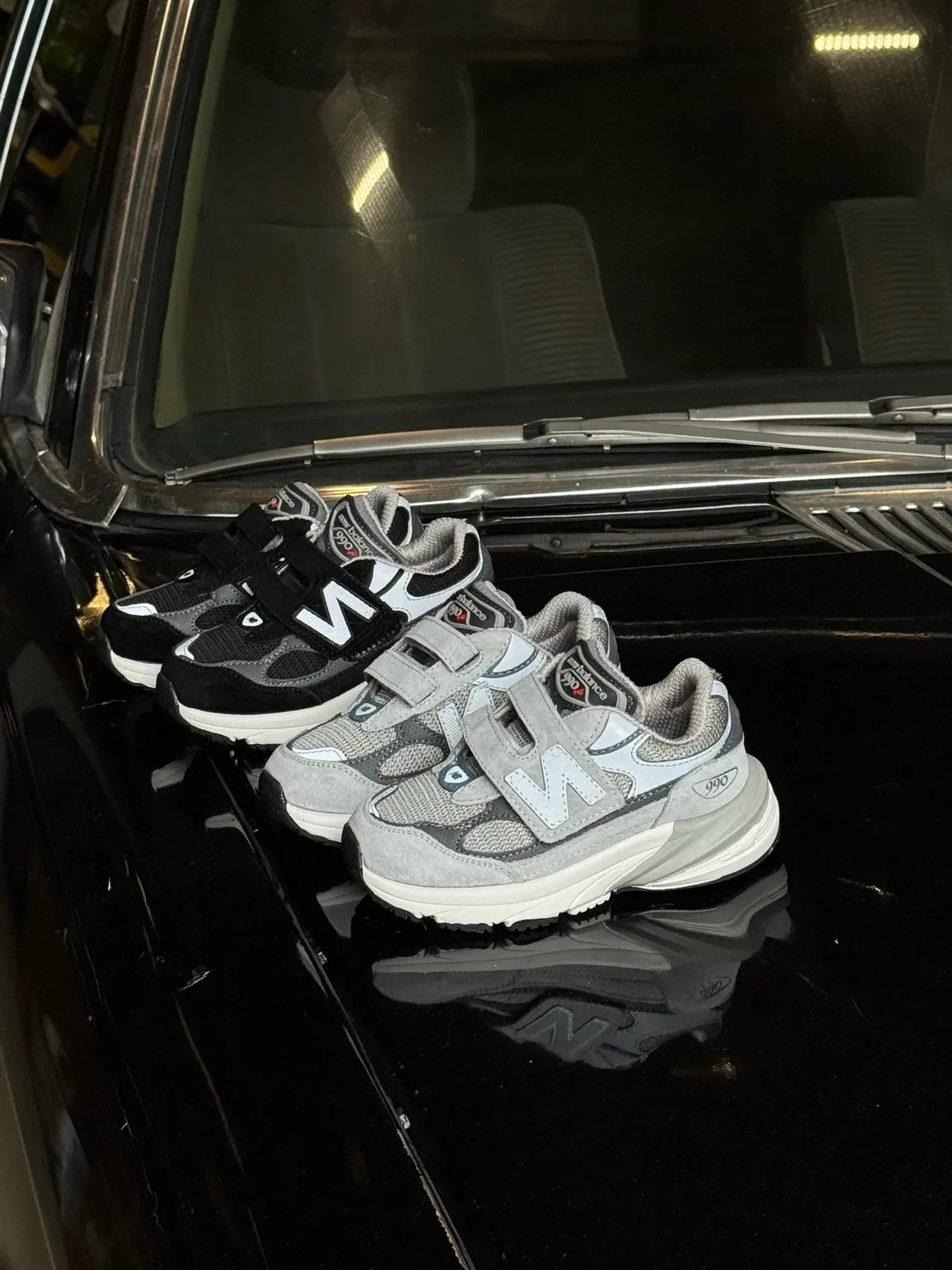 New Balance 990 灰色黑色 厚底轮廓 双魔术贴 生活方式运动鞋 5
