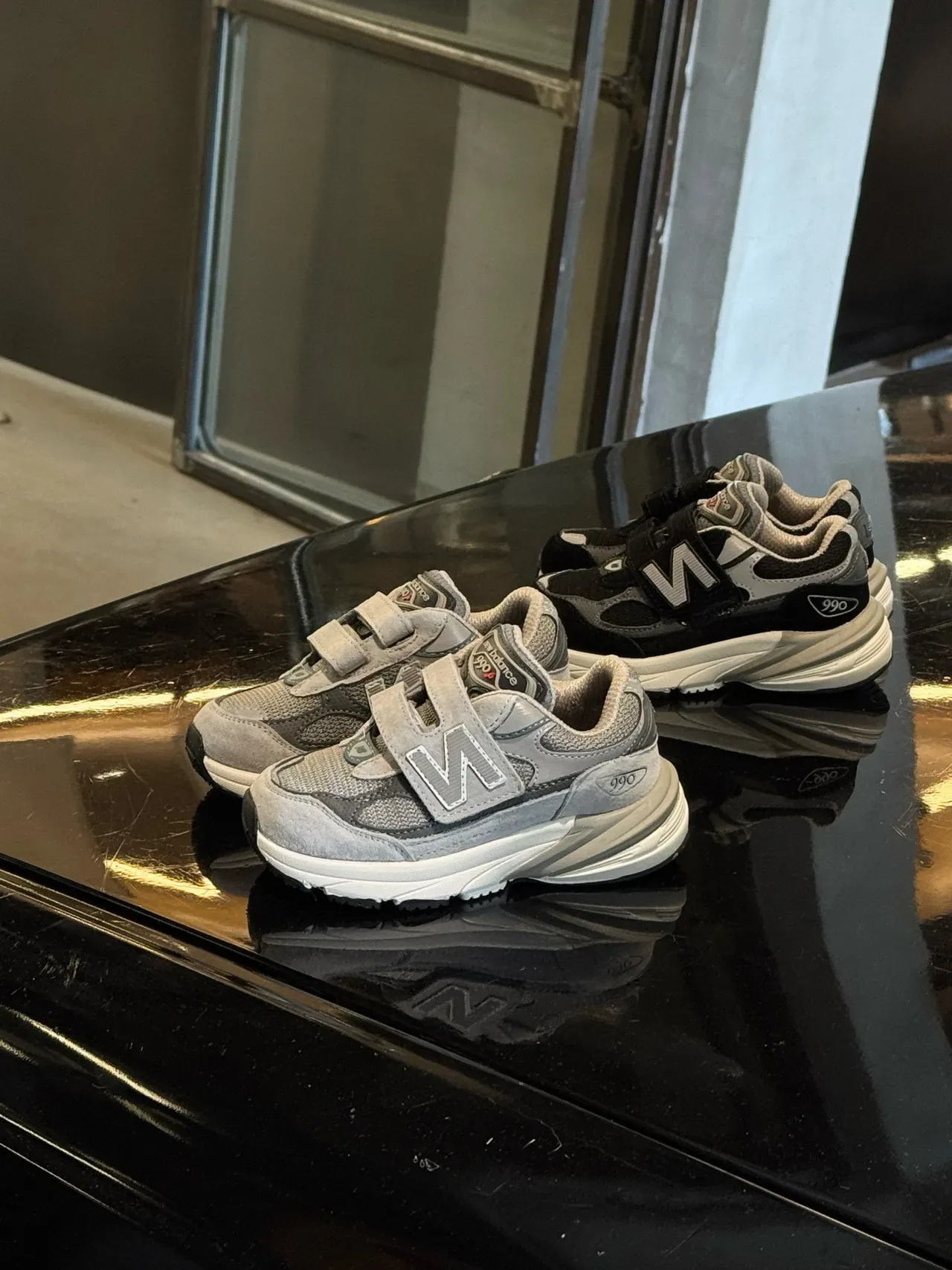 New Balance 990 灰色黑色 厚底轮廓 双魔术贴 生活方式运动鞋 7