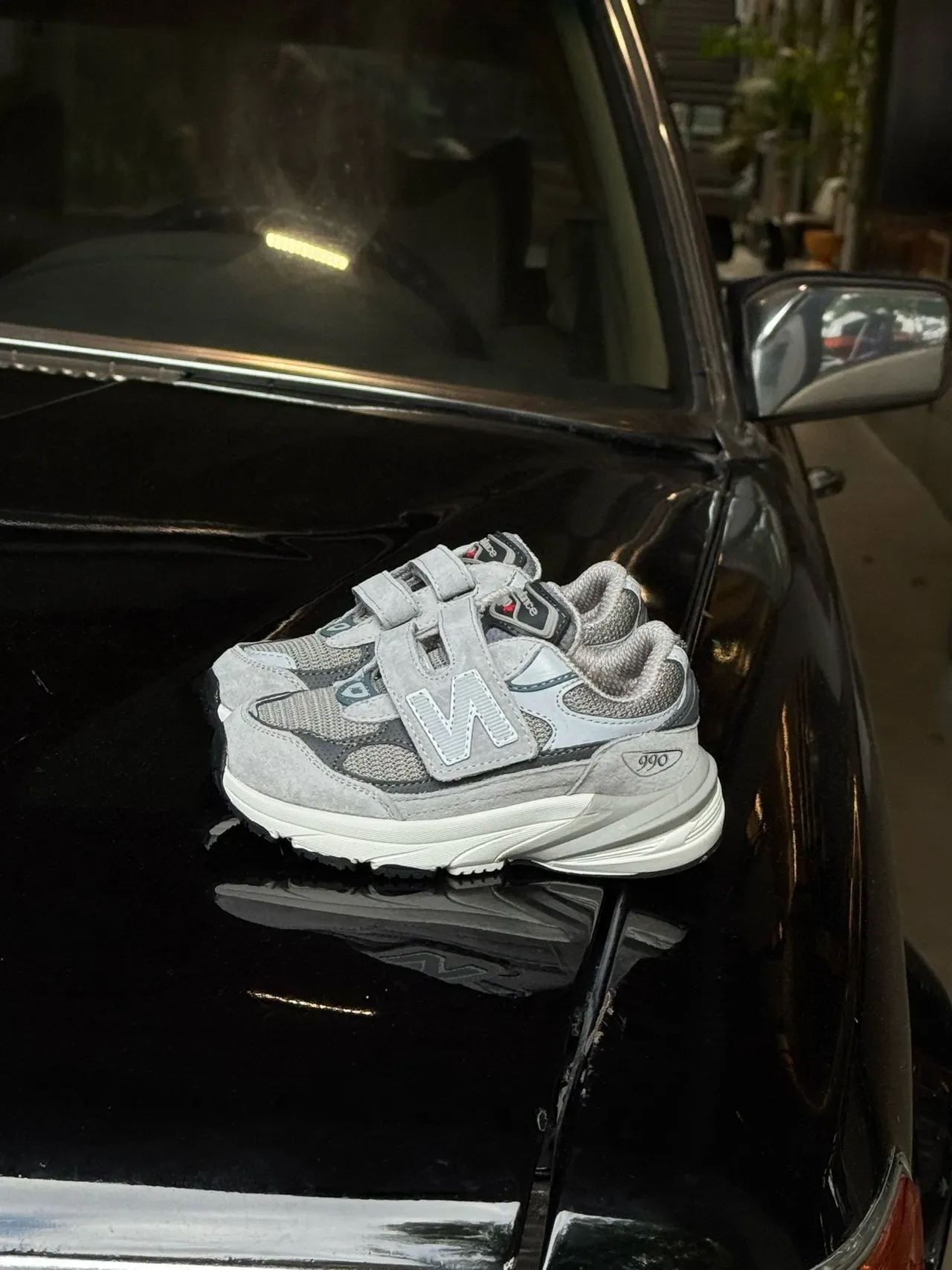 New Balance 990 灰色黑色 厚底轮廓 双魔术贴 生活方式运动鞋 19