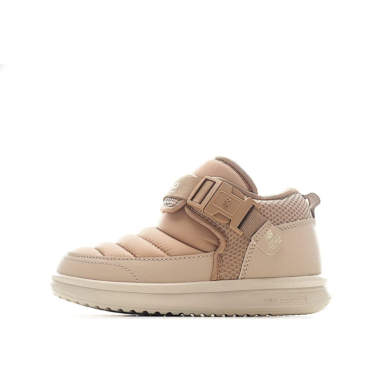 New Balance Beige White Quilted Padded Upper Single-Strap Buckle Closure Lifestyle Sneakers 3