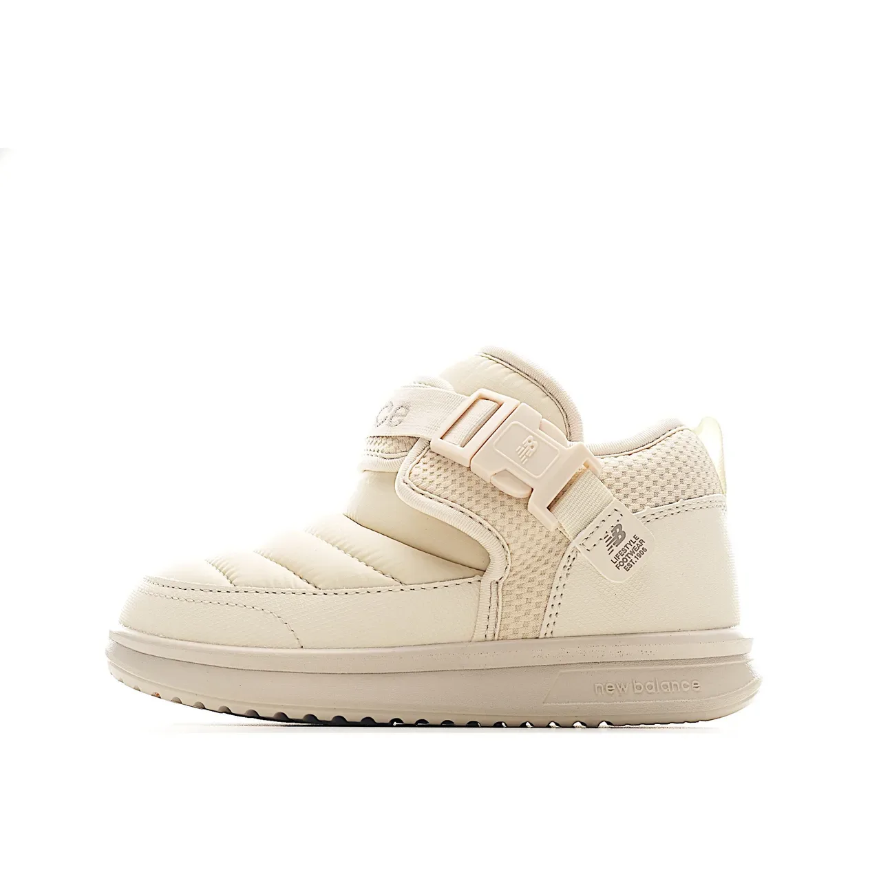 New Balance Beige White Quilted Padded Upper Single-Strap Buckle Closure Lifestyle Sneakers 13