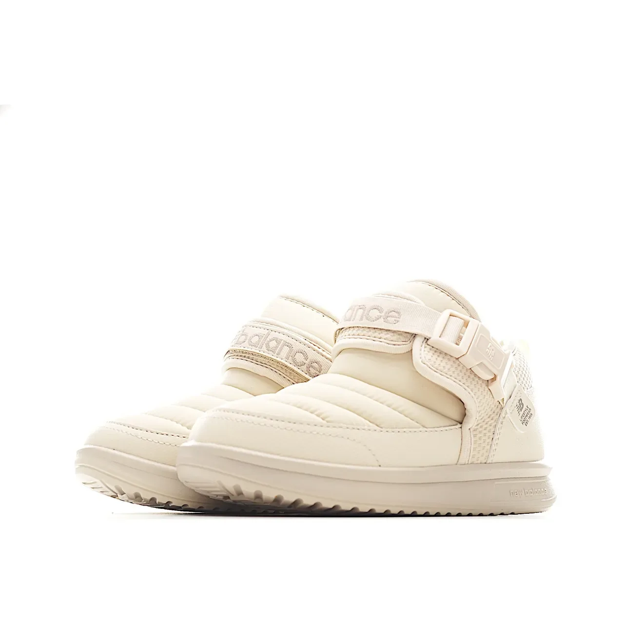 New Balance Beige White Quilted Padded Upper Single-Strap Buckle Closure Lifestyle Sneakers 15