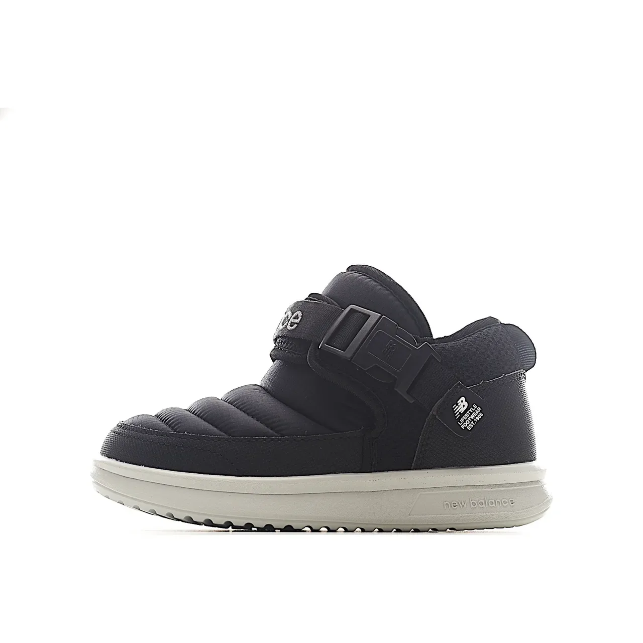 New Balance Beige White Quilted Padded Upper Single-Strap Buckle Closure Lifestyle Sneakers 21