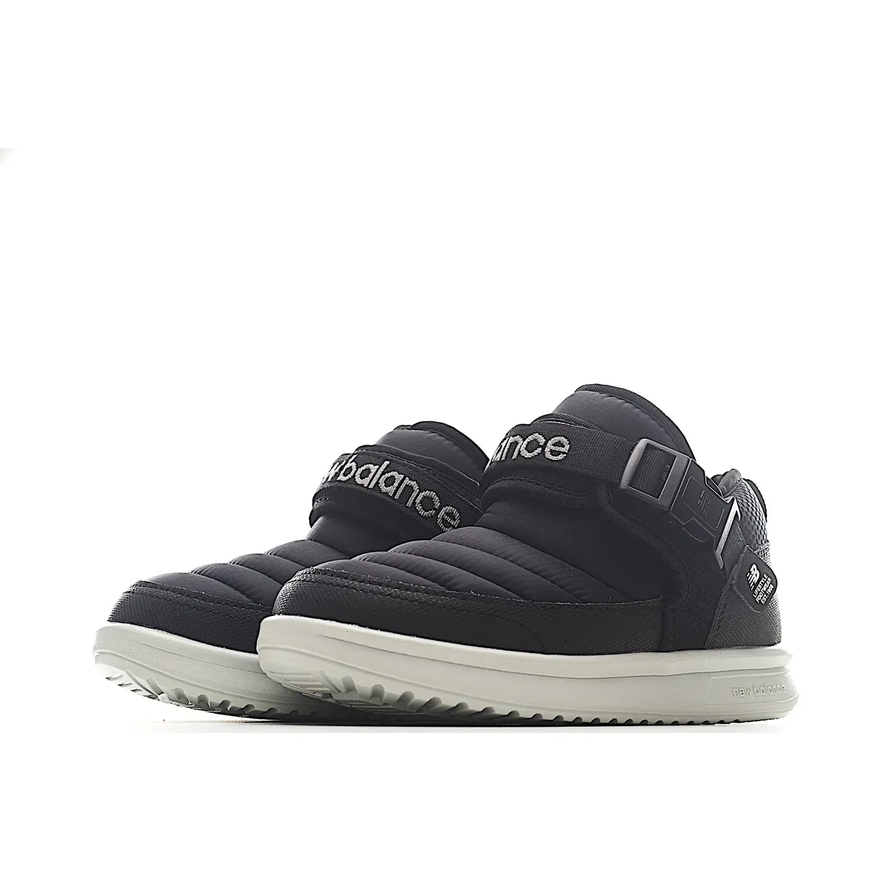 New Balance Beige White Quilted Padded Upper Single-Strap Buckle Closure Lifestyle Sneakers 23