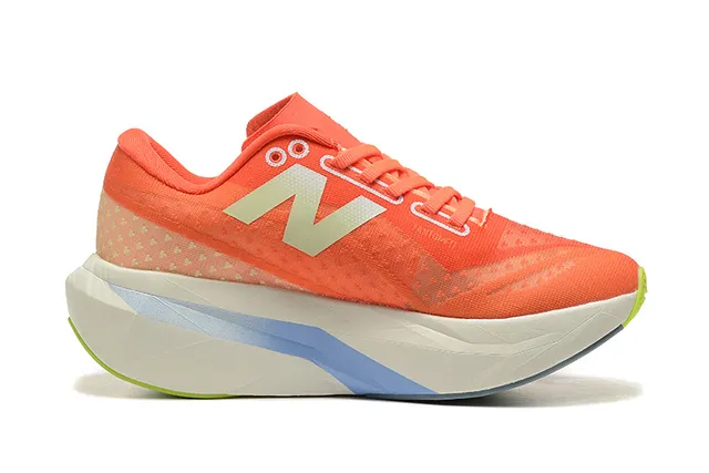 New Balance FuelCell Elite Orange White Engineered Mesh Upper Sculpted Multi-Density Midsole Running Shoes 6