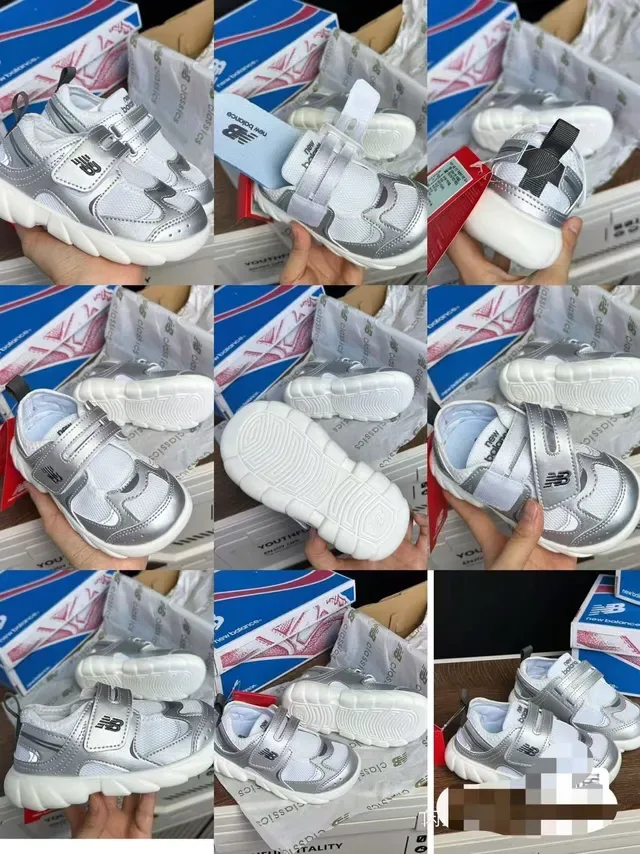 New Balance Prateado Branco Dupla Velcro Alça Fechamento Malha e Sobreposição Sintética Construção Tênis Lifestyle 8
