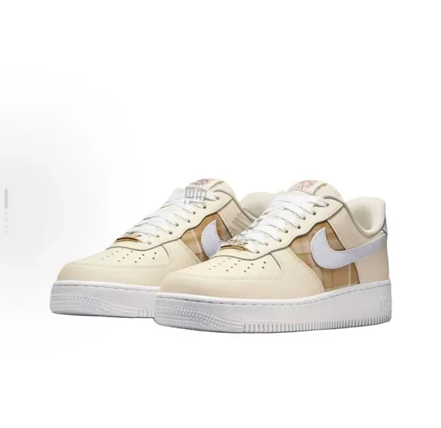 Nike Air Force 1 Beige Plaid Panel Lifestyle Sneakers 5