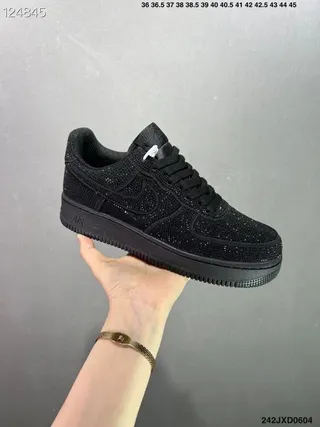 Nike Air Force 1 Black Glitter Embellished Lifestyle Sneakers 2