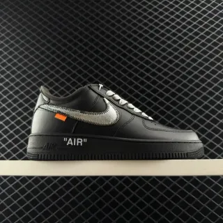 Nike Air Force 1 أسود فضي Swoosh علامة برتقالية أحذية نمط حياة