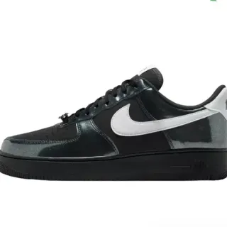 Nike Air Force 1 Noir Blanc Low-Top Iridescent Cuir de Patente Sneakers Style de Vie