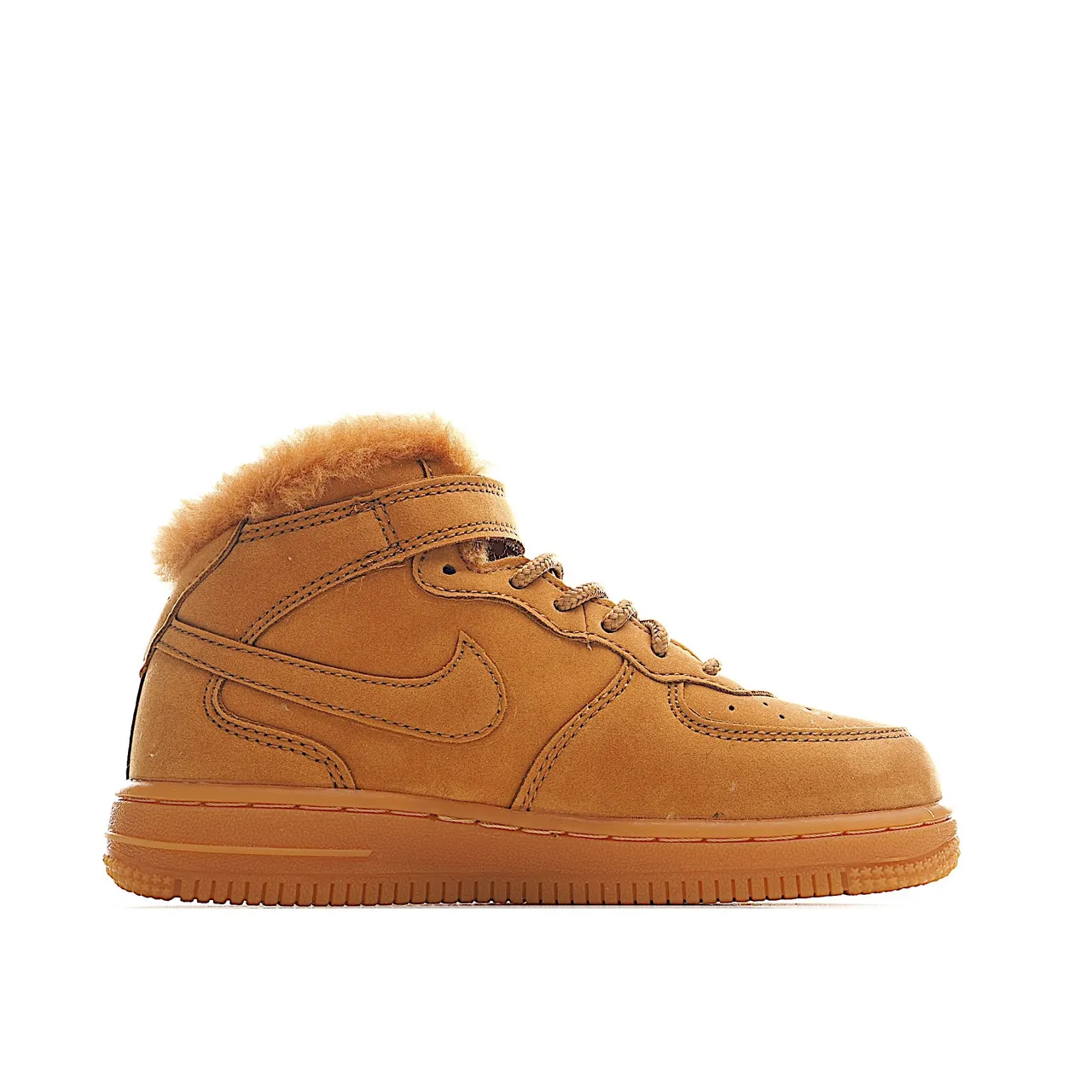 Nike Air Force 1 High White and Tan Shearling-Lined Lifestyle Sneakers 22