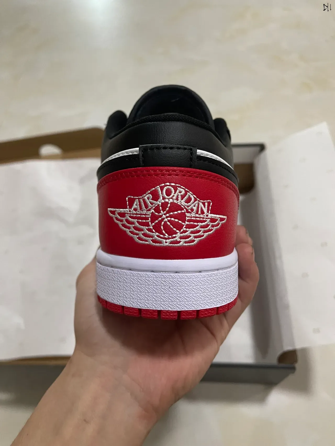 Nike Air Jordan 1 Low Black White Red Lifestyle Sneakers 6