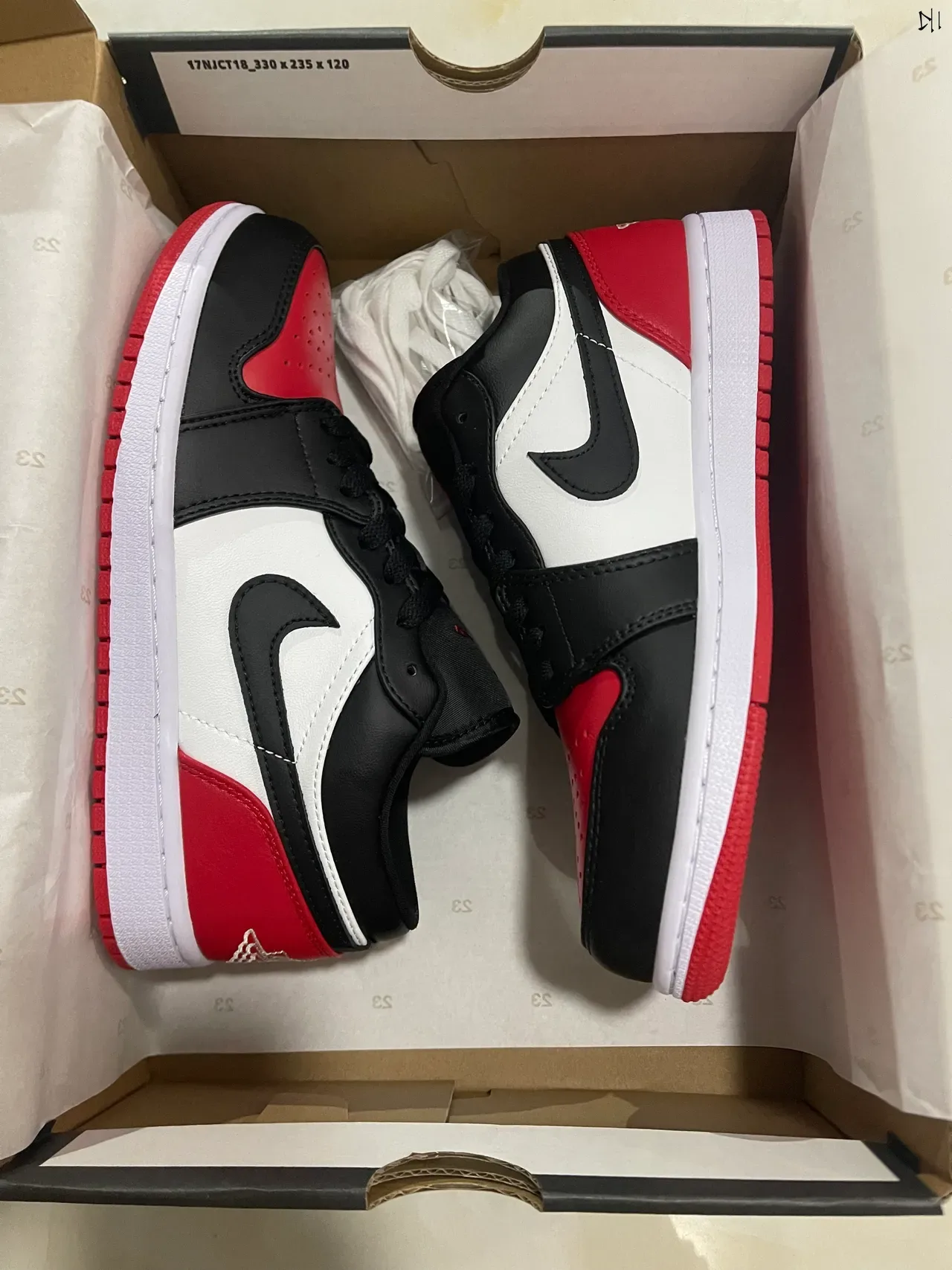 Nike Air Jordan 1 Low Black White Red Lifestyle Sneakers 7