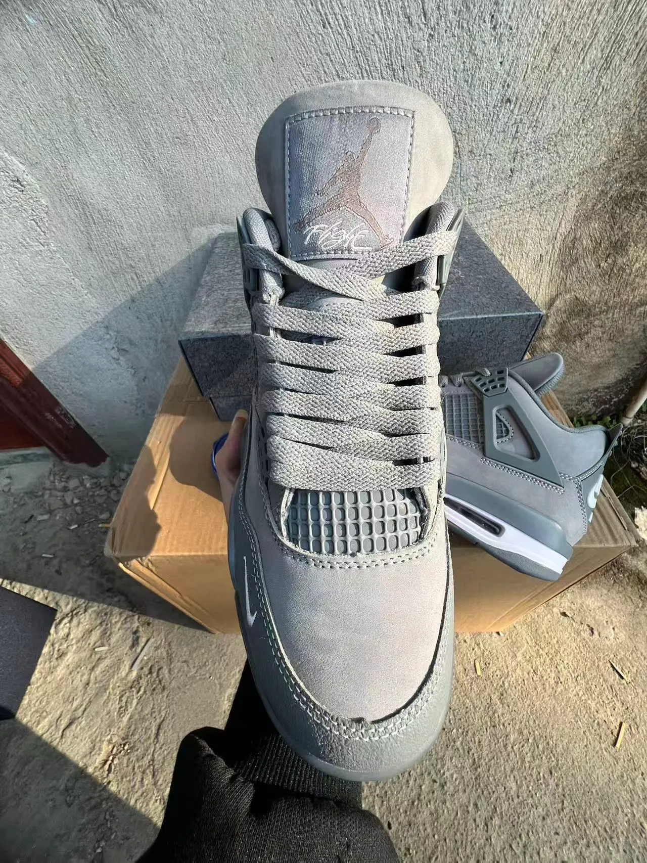 Nike Air Jordan 4 একরঙা ধূসর বাস্কেটবল জুতো 3