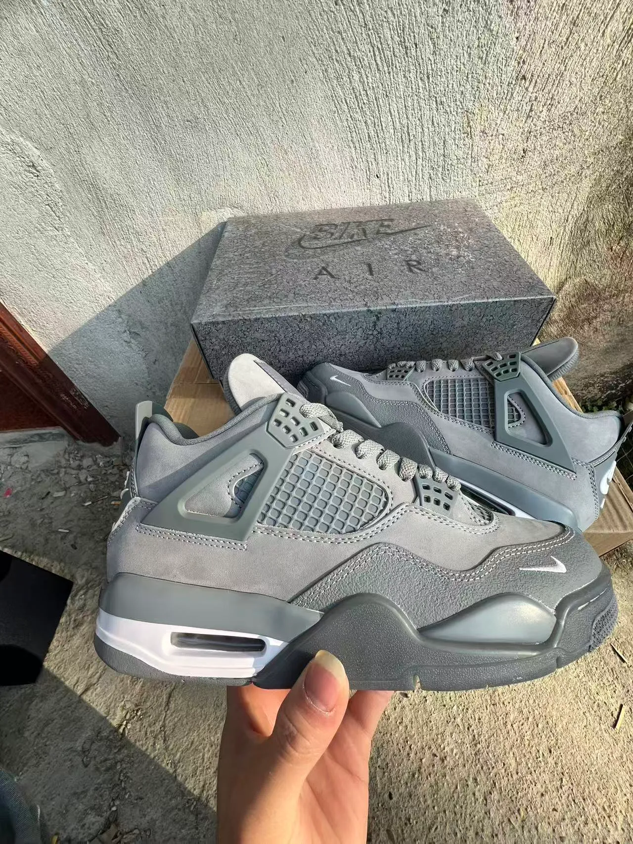 Nike Air Jordan 4 একরঙা ধূসর বাস্কেটবল জুতো 7