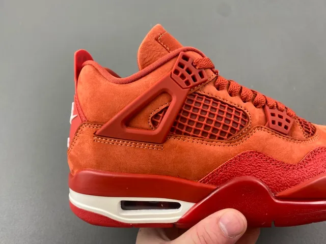 Nike Air Jordan 4 Rojo Naranja Ante Zapatillas de Baloncesto 3