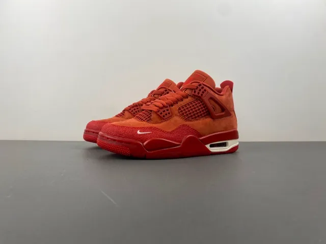 Nike Air Jordan 4 Rojo Naranja Ante Zapatillas de Baloncesto 10