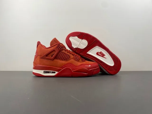 Nike Air Jordan 4 Rojo Naranja Ante Zapatillas de Baloncesto 12