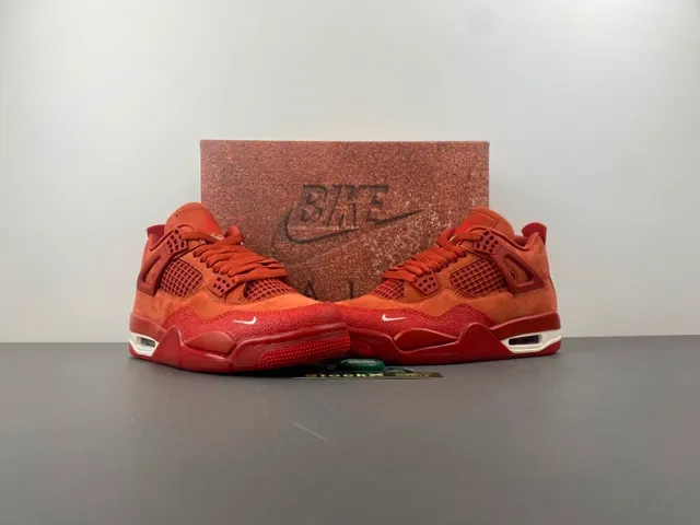 Nike Air Jordan 4 Rojo Naranja Ante Zapatillas de Baloncesto 13