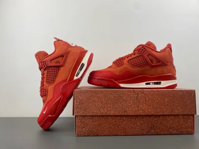 Nike Air Jordan 4 Rojo Naranja Ante Zapatillas de Baloncesto 14