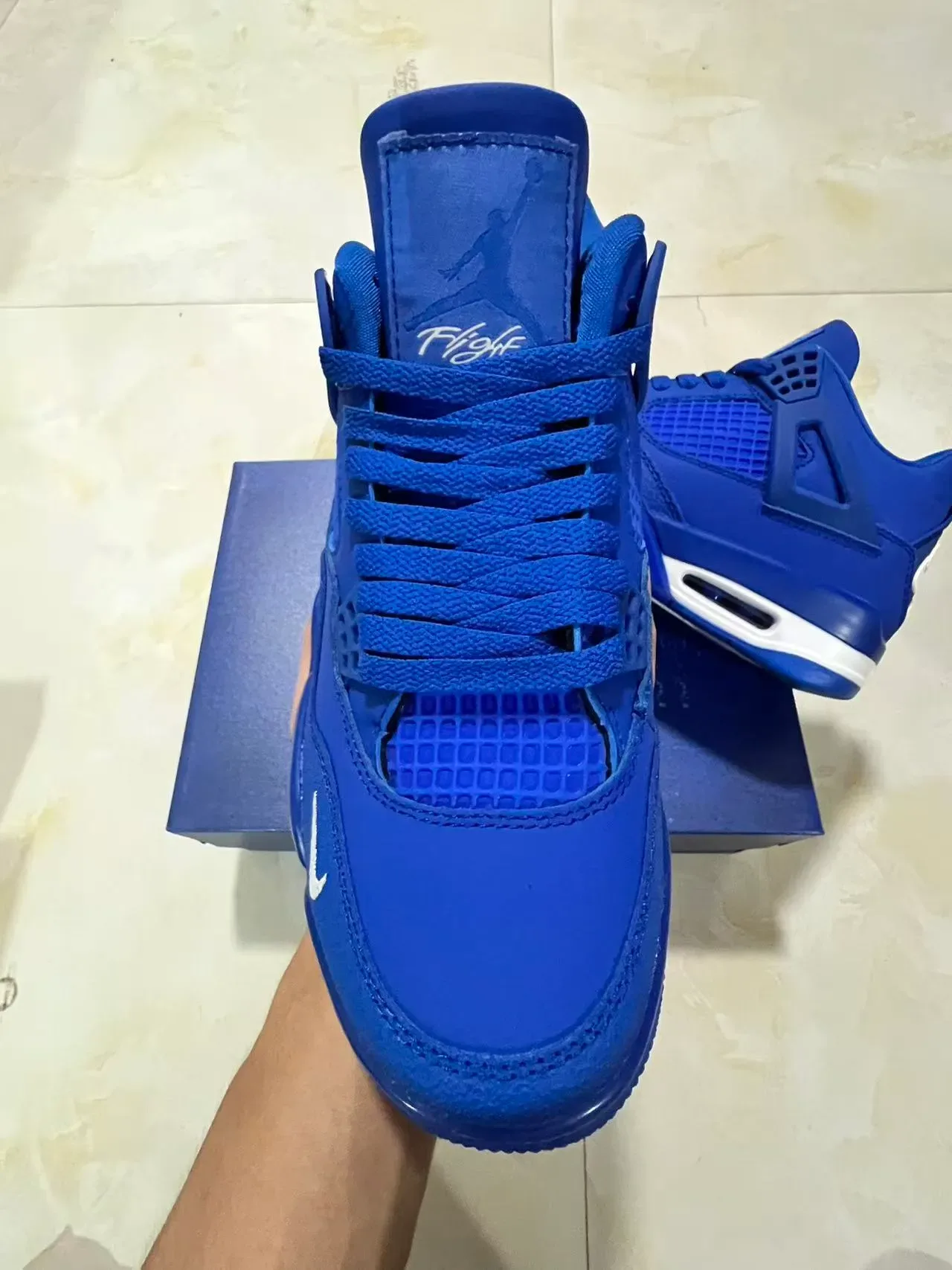 Nike Air Jordan 4 Chaussures de Basketball Bleu Royal 3