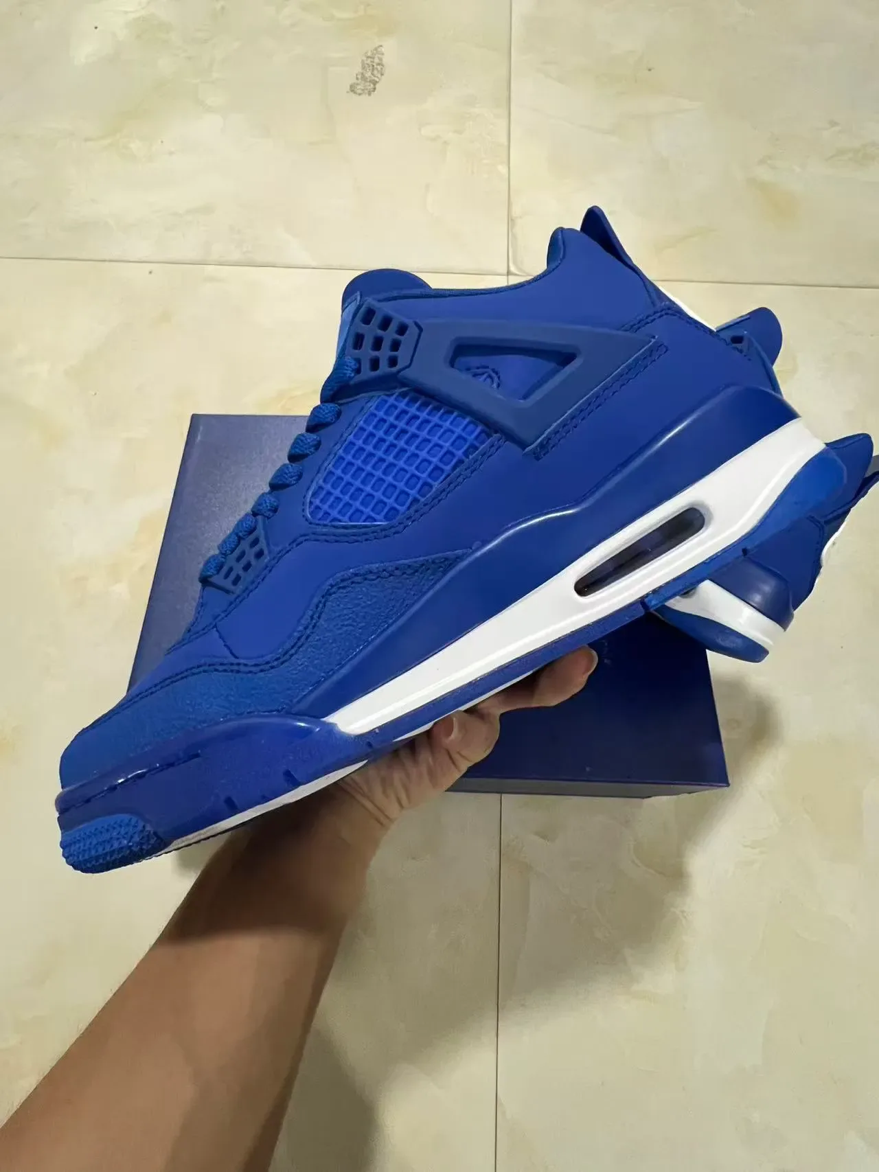 Nike Air Jordan 4 Chaussures de Basketball Bleu Royal 5