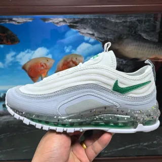 Nike Air Max 97 أحذية رياضية بيضاء وخضراء بنقاط وحدة الهواء أسلوب حياة
