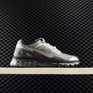 Nike Air Max Silver Black كامل الطول مرئي وحدة شبكية وصناعي علوي أحذية رياضية نمط حياة