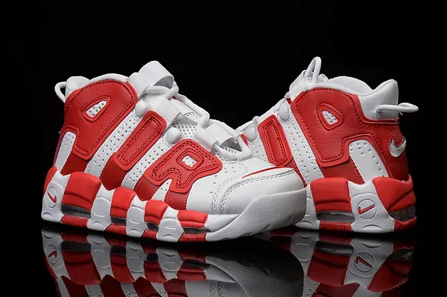 Nike Air More Uptempo Tênis de Basquete Branco e Vermelho 3