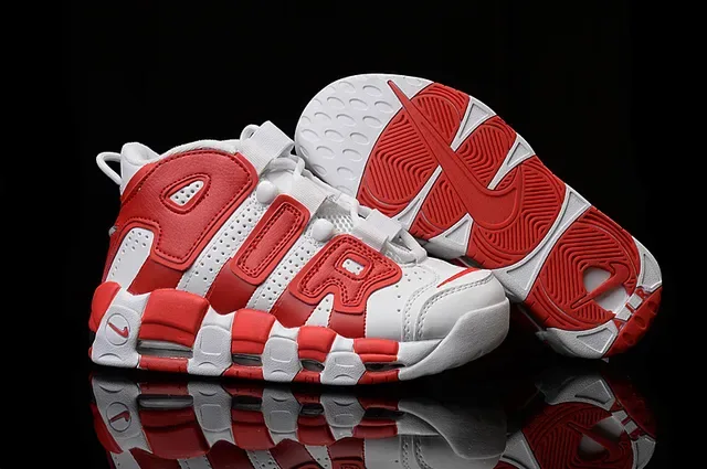 Nike Air More Uptempo Tênis de Basquete Branco e Vermelho 5
