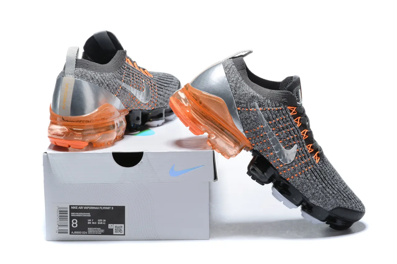 Nike Air VaporMax Gray Black Orange Running Shoes 4